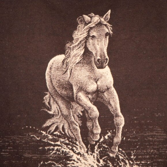 TAC VTG Horse Throw Blanket Brown Galloping Water Reversible Western USA - Picture 2 of 9